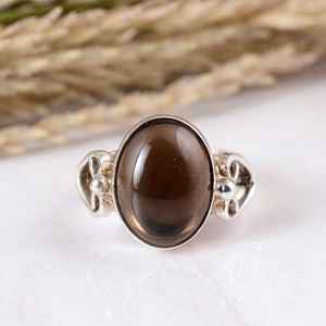 SHYAM JEWELRY 925 Sterling <b>Silver</b> Brown Smokey Quartz Oval Boho & Hippie Unisex Bezel Setting <b>Solitaire</b> <b>Ring</b> Classic Glamour - Product Image 1