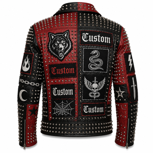 Chaqueta de Cuero para Motociclista FURAT LEATHERS OEM para Hombre, con Contraste de Cuero, Apliques Bordados Personalizados, Transpirable, para Otoño - Product Image 4
