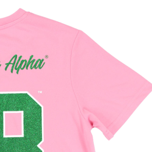 T-shirt AKA Glitter Dry Fit pour femme, rose, sororité grecque, évacuation de l'humidité, athlétique, décontracté, coupe élégante - Product Image 6