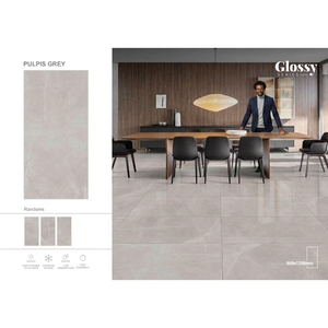 Azulejos de Porcelana Gris Luminoso Europeos de 20 mm, 600x1200 mm, Brillantes y Esmaltados, para Pisos y Paredes, para Proyectos Hoteleros y Exteriores - Product Image 1