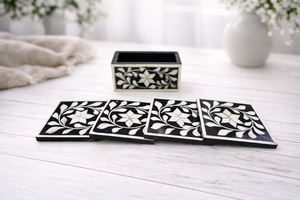 Sous-verres artisanaux élégants en os incrusté, couleur et taille personnalisables, durables pour la maison, la salle à manger, le salon et le bar - Product Image 4