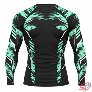 OEM Rashguard de Compression Extensible pour Hommes, Design Personnalisé, Motif Menthe Anti-statique, pour BJJ MMA, Entraînement de Grappling et Combat, Vente en Gros - Product Image 2