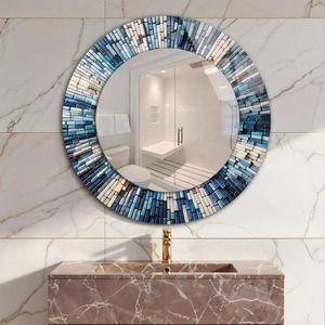 Tempered Glass Round Wall <b>Mirror</b> with Metal Frame Handmade Modern Bathroom Decor From REHMAN <b>CRAFT</b> - Product Image 2