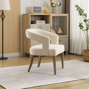 Silla de acento con respaldo abierto de barril moderno de 25,79 \ "de ancho, patas de madera Beige para comedor, Club, cocina, sala de estar - Product Image 4