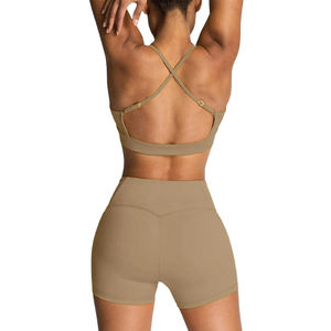 Conjunto Deportivo de Gimnasio para Mujer al por Mayor Personalizado de Fábrica, Top Corto y Leggings de 2 Piezas, Conjunto de Yoga y Fitness sin Costuras de Manga Larga - Product Image 6