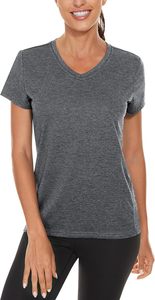 Gym Fitness <b>Top</b> Breathable Female Summer Apparel High Quality Women T-Shirt V Neck Plain Solid Color Moisture Wicking Athletic - Product Image 3