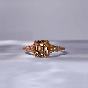 Vintage Rose Gold Radiant Cut Diamond Engagement Ring Prong Setting Women's Fine Jewelry Band - Product Image 2