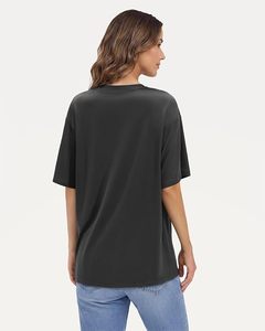 เสื้อครอปแขนสั้นคอวีสีดำสำหรับผู้หญิง ทรงปกติ ผ้าถักเนื้อฝ้าย สวมใส่สบาย สีพื้น ระบายอากาศได้ดี เป็นมิตรกับสิ่งแวดล้อม แห้งเร็ว - Product Image 2