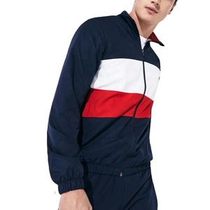 Ensemble survêtement homme 2 pièces, manches longues, couleur contrastée, fermeture éclair, broderie personnalisée, vente en gros hiver 2021, nouveau logo personnalisé - Product Image 1