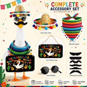 Disfraz de Ganso Mexicano para Fiesta, Serape Arcoíris, Bandana, Sombrero, Decoración para Patio y Jardín - Product Image 6