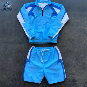 Different Contrast Color Highest Quality New Arrival Fully Customized Made Low Moq New Trendy Windbreaker Shorts Sets For Men - Product Image 3