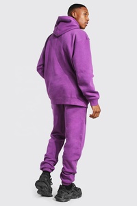 Ensemble de survêtement unisexe coupe ajustée en satin uni délavé à l'acide, avec sweat à capuche et pantalon de jogging, 100 % coton, coupe slim, coupe-vent, idéal pour l'hiver, vente en gros - Product Image 3
