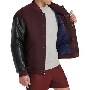 Chaqueta Bomber Varsity para Hombre con Mangas de Cuero Sintético, Estilo Universitario Clásico, Ropa Deportiva de Calle, Otoño Invierno - Product Image 5