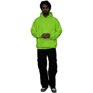 Sweat-shirt à capuche décontracté pour homme, couleur unie, vert néon, avec poche, modèle Hellstairs Addidass, vente en gros 2026 - Product Image 5