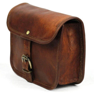 Pochette de chasse vintage en cuir véritable avec fermeture à loquet, unisexe, marron - Product Image 2