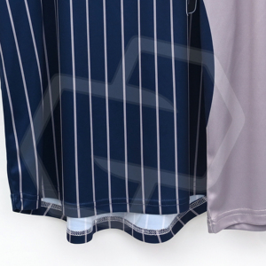Uniforme de baseball pour hommes adultes NIZA GEAR, écologique, respirant, impression par sublimation, logo personnalisé, service OEM, design rayé gris marine - Product Image 4