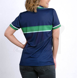 เสื้อโปโลผู้หญิง แขนสั้น สีกรมท่า เขียว ขาว ผ้าถัก ระบายอากาศได้ดี สไตล์ลำลอง - Product Image 2