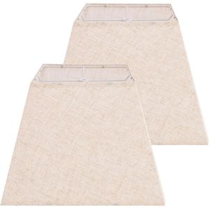 <b>Set</b> of Beige <b>Square</b> Linen Lampshades Natural Linen Replacement Lamp Covers & Shades - Product Image 1