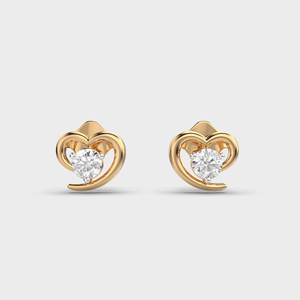 IGI Certified Lab Grown Diamond Heart Shape Stud <b>Earrings</b> 14K Yellow / White / Rose Gold Minimal Love Solitaire <b>Earrings</b> - Product Image 1
