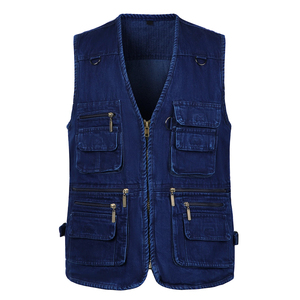 Veste cargo pour homme sur mesure, vêtements d'hiver, multi-poches, haute qualité, respirante, séchage rapide, col en V, sans manches - Product Image 1