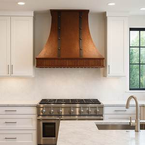 Hotte de cuisine en cuivre authentique, fabriquée avec un savoir-faire supérieur, élégante, décorative et fonctionnelle, équipement de ventilation pour la cuisson - Product Image 5