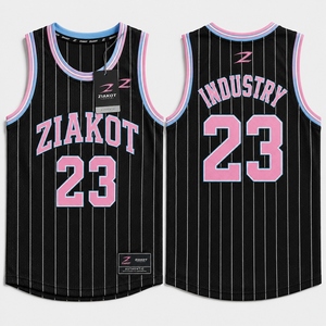 Venta al por Mayor Directa de ZIAKOT INDUSTRY, Jersey de Baloncesto Auténtico Personalizado con Rayas Azules y Blancas, Blanco y Negro - Product Image 3