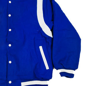 Chaqueta Varsity de Lana Azul para Hombre, Estilo Clásico Urbano, Logotipo Personalizado Bordado, Estilo Universitario, Fabricante OEM, Resistente al Viento - Product Image 3