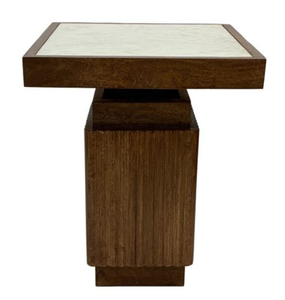 <b>Vintage</b> Stone <b>Console</b> <b>Table</b> Square Side End <b>Table</b> Wood Grain Accent <b>Table</b> for Living Room Hotel Villa - Product Image 1