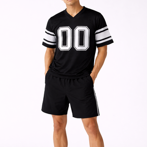 Jersey de Fútbol Americano Negro Oversize para Hombre, Transpirable, de Malla, Uniforme de Equipo Personalizado, Ropa Urbana, Venta al por Mayor, OEM, Jersey de Fútbol USA, MOQ Bajo - Product Image 5