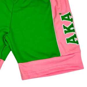 AKA กางเกงขาสั้นผ้าฟลีซ สีชมพู สีเขียว ทรงยูนิเซ็กส์ เสื้อผ้าลายตัวอักษรกรีก กางเกงขาสั้นลำลองใส่สบาย คุณภาพพรีเมียม ผ้าเนื้อนุ่ม - Product Image 5