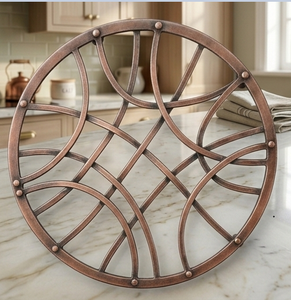 แผ่นรองจานโลหะทองแดงทรงกลมแบบวินเทจ ทนความร้อน สำหรับโต๊ะอาหาร - Product Image 2