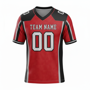 เสื้อฟุตบอลอเมริกันแบบกำหนดเองสำหรับผู้ใหญ่ แขนสั้น ระบายอากาศได้ดี มีตัวเลือกไซส์พลัส ด้านหน้าทำจากโพลีเอสเตอร์ 100% คอวี - Product Image 5