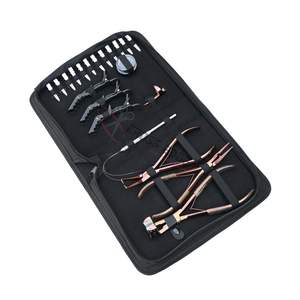 Kit d'outils professionnels pour extensions capillaires : Petites pinces, boucle de tirage, outil de retrait de perles, pince à presser le ruban, pince à sertir les micro-perles - Product Image 1