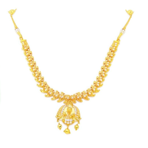 One Gram Gold Temple Necklace Set-Bridal Fine Jewelry with Zircon Stone Gold Plated - Product Image 2