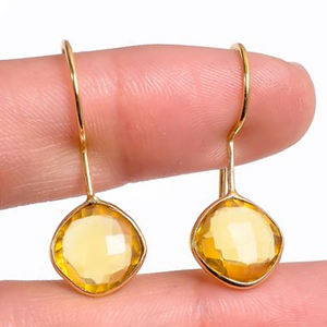 ต่างหูเงินแท้ 925 ประดับพลอยซิทรินทรงหยดน้ำ |   ต่างหูแบบห่วงลวดประดับซิทรินธรรมชาติขนาด 8 มม. |   เครื่องประดับเงินสวยหรูสำหรับผู้หญิง - Product Image 3