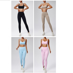 Conjunto Deportivo Rosa para Mujer, Sujetador Deportivo y Leggings de Cintura Alta, 2 Piezas, Ropa Deportiva para Yoga, Gimnasio, Ejercicio, Fitness - Product Image 4
