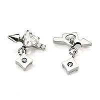 Boucles d'oreilles géométriques en titane G23 pour homme et femme, avec pendentif Cœur Cupidon en zircon, à dos plat, bijoux de fête perforés, vente en gros