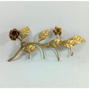 Crochet mural en fer rose rustique shabby chic, organisateur décoratif floral pour entrée, crochet simple en métal doré de luxe pour hôtel et décoration intérieure - Product Image 2