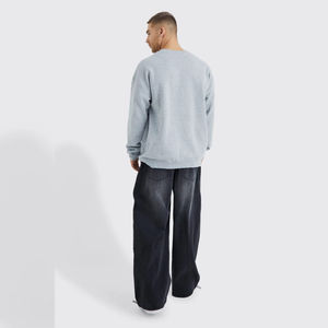 Pantalon droit en jean personnalisé pour homme, coupe décontractée, taille mi-haute, jean délavé pour l'hiver, style urbain tendance, vêtement de mode streetwear - Product Image 2