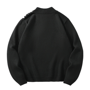 Mens <b>Christmas</b> Sweater Half Zip Pullover <b>Knit</b> <b>Jumper</b> with Snowflake Reindeer Pattern Long Sleeve Winter Knitwear - Product Image 2