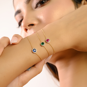 Factory Directly Sale Emerald & Diamond Spring Lock Minimalist Solitaire Halo Bracelet K14 Yellow <b>Gold</b> Latest Design Jewelry - Product Image 4