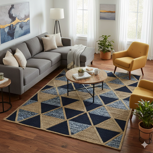 Tapis et moquettes tressés modernes en jute et coton, fabriqués à la machine, pour salon - Écologiques et adaptés aux animaux domestiques - Product Image 1