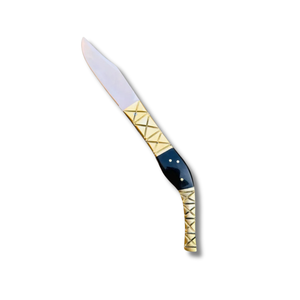 Navaja de Bolsillo Plegable de Acero Inoxidable Hecha a Mano de Primera Calidad con Mango de Latón Grabado y Funda de Cuero, Venta al por Mayor B2B A&M ENTERPRISES - Product Image 1