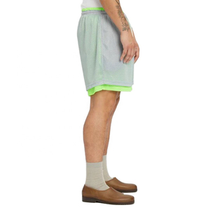 Mens High Street Lace Basketball Shorts Casual Workout Athletic Canvas <b>Mesh</b> Flame Graphic Print Running <b>Pants</b> OEM Service - Product Image 3