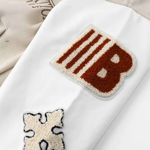 Blousons universitaires de baseball pour hommes, coupe ample, en mélange de polyester enduit PU, avec logo et lettrage, collection Printemps-Automne 2026, style vintage - Product Image 5