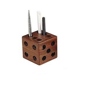 Wooden Cube Shape Pen Holder for Desk Handmade Office Pencil Holder <b>Desktop</b> Organizer Home Decor - Product Image 1