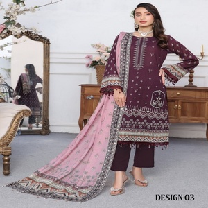 Trajes de 3 piezas originales de marca pakistaní para césped, marca Dr Haris bordada, fiestas para adultos, niñas Salwar Sari fabricadas en la India - Product Image 5