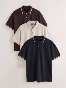 Polo de manga corta de punto liso azul claro para mujer, estilo casual, corte regular, teñido liso. Polos para hombre en oferta. - Product Image 2