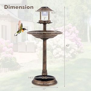Vasca per Uccelli Illuminata a Energia Solare con Mangiatoia e Fioriera per il Giardino - Product Image 4