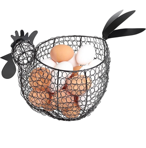 White Wash Round Iron <b>Wire</b> Egg <b>Basket</b> with Handle Ideal <b>for</b> Egg <b>Storage</b> and Kitchen Organization Made in India - Product Image 4